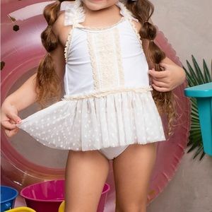 Mia Bella white lace swimsuit size 7y New